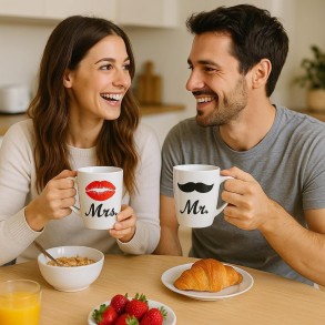 Conjunto Tazas de Porcelana Señor y Señora