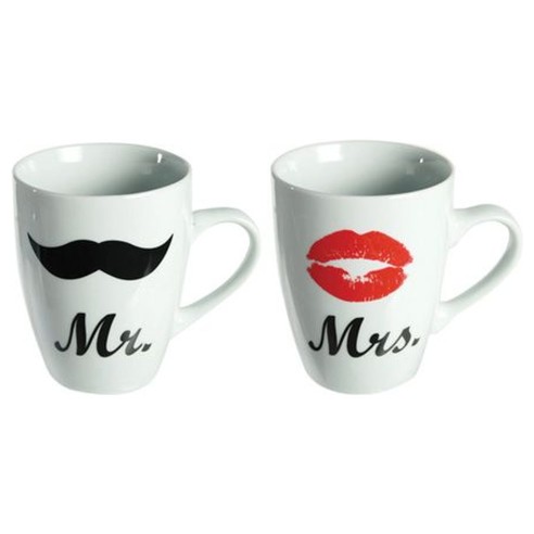 Conjunto Tazas de Porcelana Señor y Señora