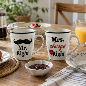 Conjunto Tazas de Ceramica, Mr Right & Mrs Always Right 2