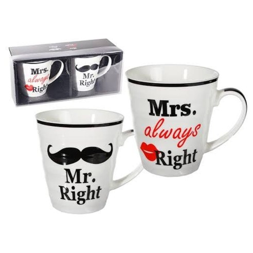 Conjunto Tazas de Ceramica, Mr Right & Mrs Always Right