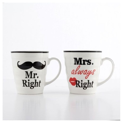 Conjunto Tazas de Ceramica, Mr Right & Mrs Always Right