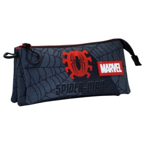 Estuche Spiderman Negro Portatodo Triple HS
