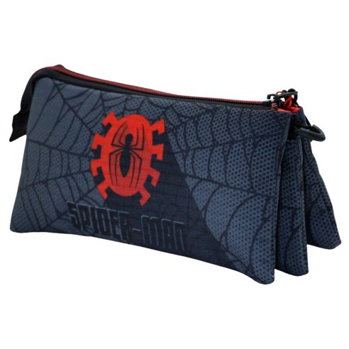 Estuche Spiderman Negro Portatodo Triple HS