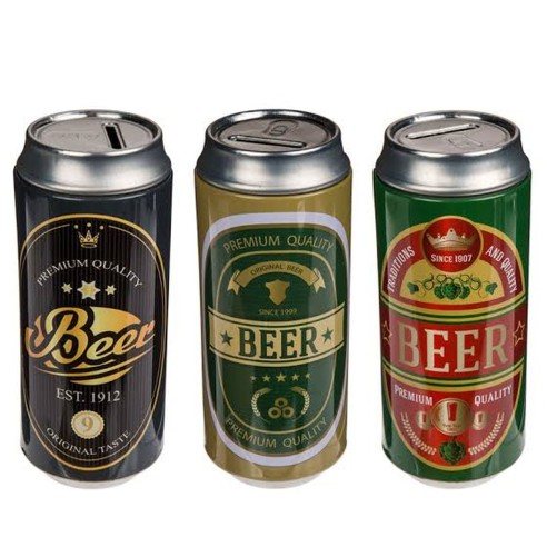 Hucha de Metal con forma de Lata de Cerveza