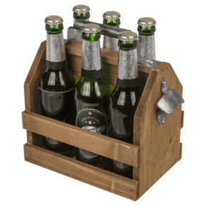 Portabotellas de Madera con Abrebotellas