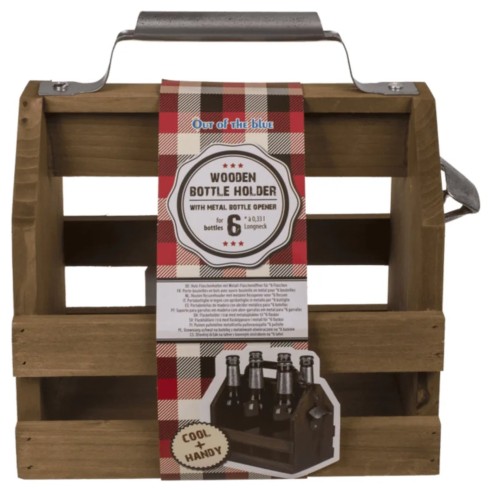 Portabotellas de Madera con Abrebotellas
