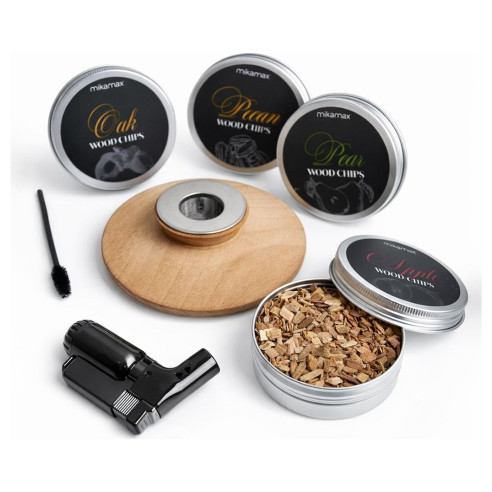 Ahumador de Whisky con 4 Sabores de Madera y Encendedor Soplete