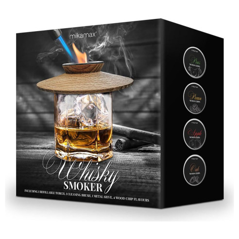 Ahumador de Whisky con 4 Sabores de Madera y Encendedor Soplete
