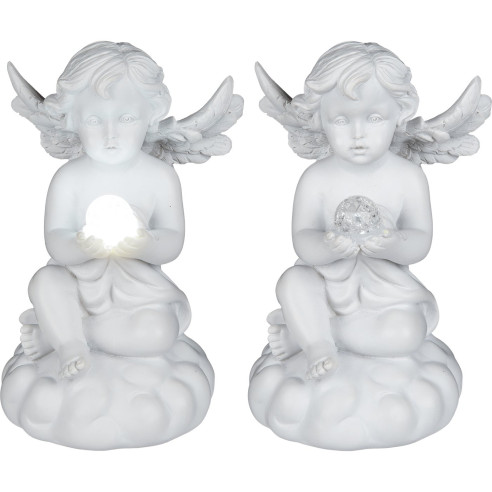 Ángel Sentado de Bola LED Blanca