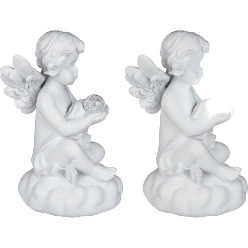 Ángel Sentado de Bola LED Blanca